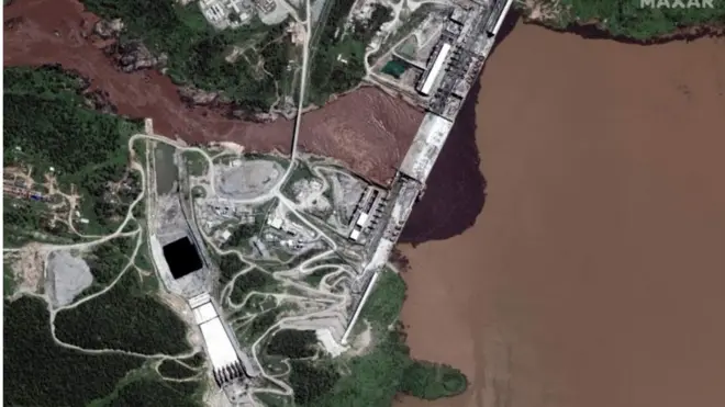 የሕዳሴ ግድብ ውሃ ሙሌትን የሚያሳይ የሳተላይት ምስል