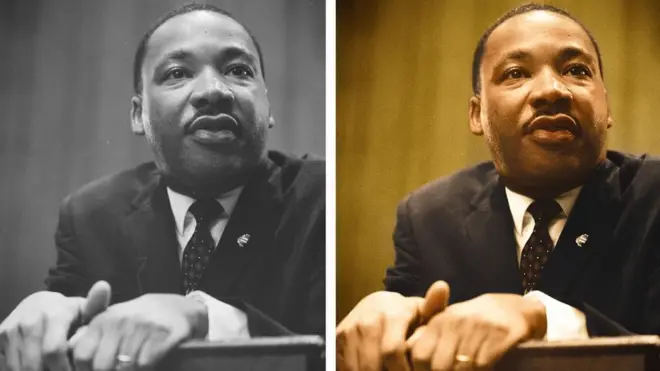 มาร์ติน ลูเธอร์ คิง ขณะการแถลงข่าวในปี 1964