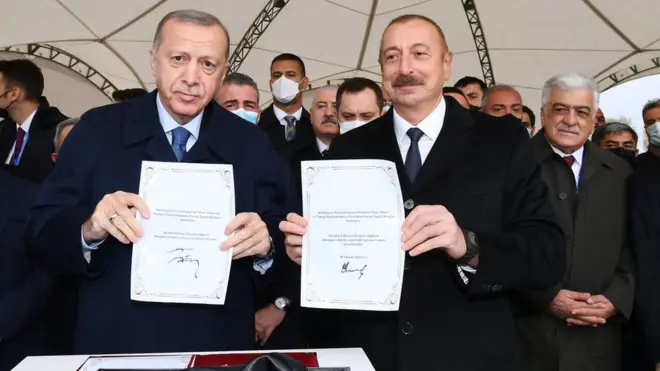 Türkiyə və Azərbaycan Prezidentləri Zəngəzur dəhlizi kimi tanınan Horadiz-Cəbrayıl-Zəngilan-Ağbənd avtomobil yolunun təməlini qoyub