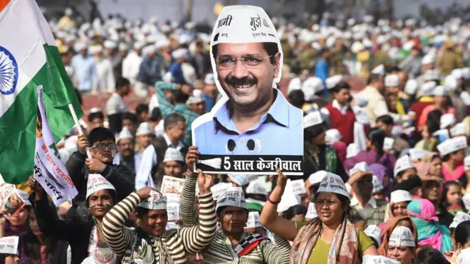 اروند کیجریوال کی جماعت عام آدمی پارٹی کی جیت تقریبا طے ہے۔