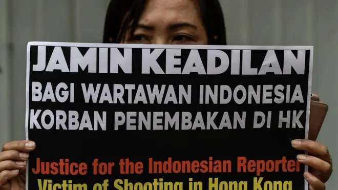 Aksi solidaritas di Hong Kong untuk Veby Mega Indah.