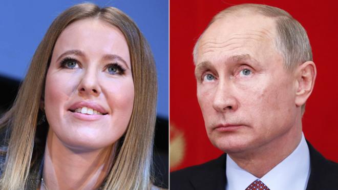 Composite image of Ksenia Sobchak and Vladimir Putin