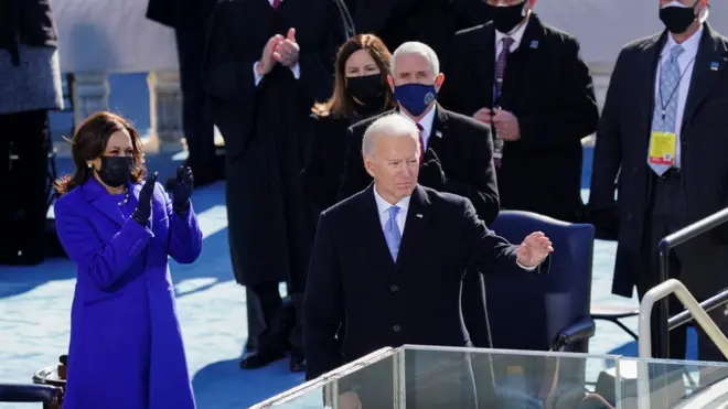 Joe Biden dan Kamala Harris setelah dilantik menjadi presidan dan wakil presiden AS.