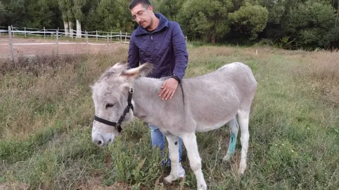 Dušan Stojanović i magarac Mihajlo