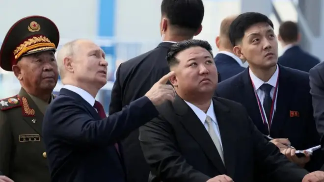 Putin i Kim Džong Un tokom posete severnokorejskog vođe Rusiji septembra 2023.