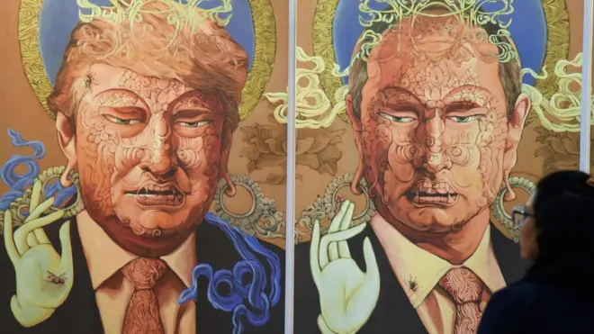 Непальский художник Сунил Сидгел заглянул в подсознание лидеров двух держав