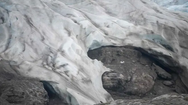 The collapsing Nordenskiold glacier in Norway's Svalbard archipelago, September 2021