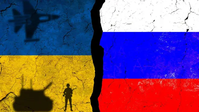 Прапори України і Росії 