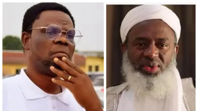 Alhaji Oriyomi Hamzat lapa osi, o wọ aṣọ funfun, o fi ọwọ ti agbọn isalẹ, bẹẹ lo fi oruka si ika aarin. Sheikh Ahmad Gumi lo wa lapa ọtun ninu aworan yii, o we lawani funfun sori. Irungbọn rẹ funfun, o gun o si pọ.