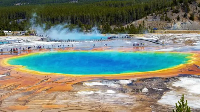 Los manantiales termales de Yellowstone albergan microorganismos capaces de vivir en condiciones extremas.