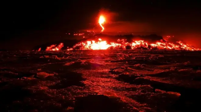 Europe's most active volcano erupted for the first time this year, sending a tower of bright lava into the sky. Mount Etna, on the Italian island of Sicily, has been largely dormant for the past two years.