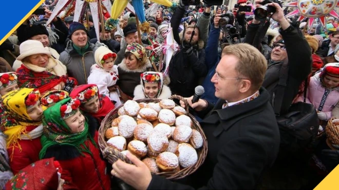 Андрій Садовий під час ходи звіздарів у Львові, 8 січня 2019 рік