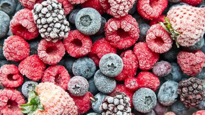 frozen berries: blueberries, raspberries, mulberries and strawberries