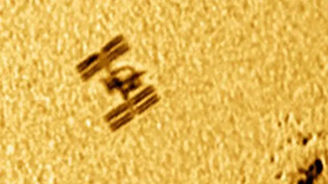 International Space Station against sun