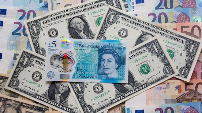 Pound, dollar and euro notes