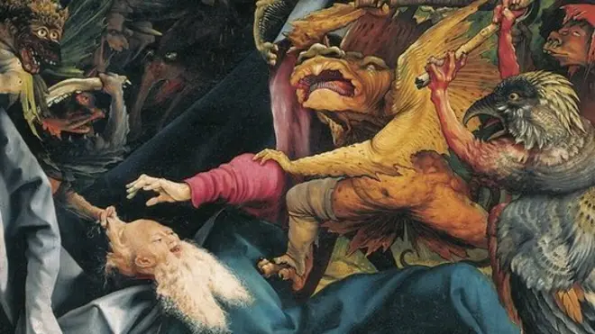 The Temptation of St Anthony, 1510-1515, detail from a panel of the Isenheim altarpiece, by Matthias Grunewald (ca 1470-1530)