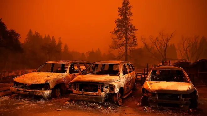 Kebakaran hutan di kota Paradise, California, menewaskan 86 orang tahun 2018.