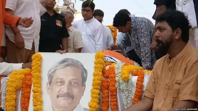 મનોહર પર્રિકરની અંતિમયાત્રા સમયની તસવીર