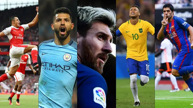 Alexis, Agüero, Messi, Neymar y Suárez, los cinco aspirantes latinoamericanos.