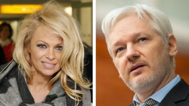 पामेला एंडरसन और जूलियन असांज