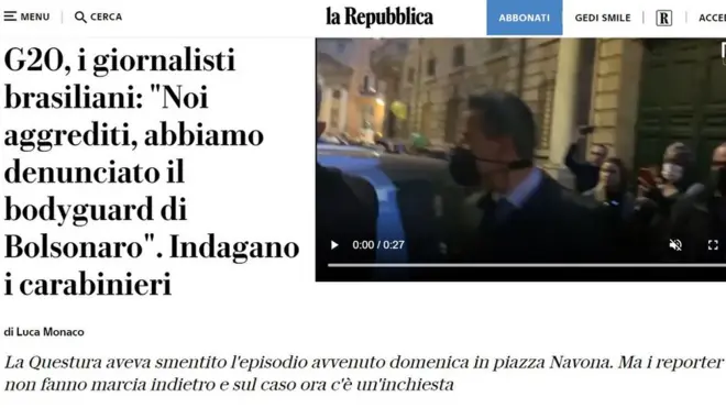 Jornal italiano La Repubblica foi um dos que noticiou agressão contra jornalistas brasileiros