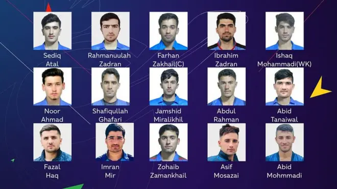 افغان لوبډله کې ټولټال ۱۵ لوبغاړي دي چې مشري یا کپتاني یې فرحان زاخېل کوي