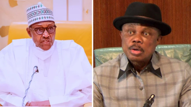 Nigeria President Muhammadu Buhari and Anambra Govnor Willie Obiano