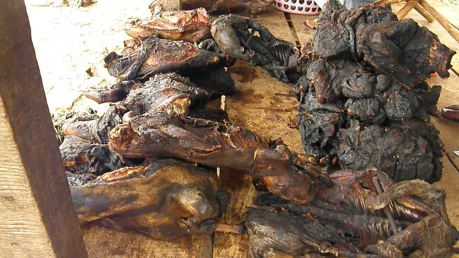 Le singe, mammifère de l'ordre des primates, est très prisée de l'ensemble des centrafricains à l'exception des musulmans qui ne le mange pas du fait de leurs croyances religieuses.