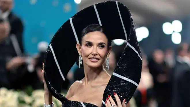 Demi Moore attends the 2025 Met Gala Celebrating "Superfine: Tailoring Black Style" at Metropolitan Museum of Art on May 05, 2025 in New York City