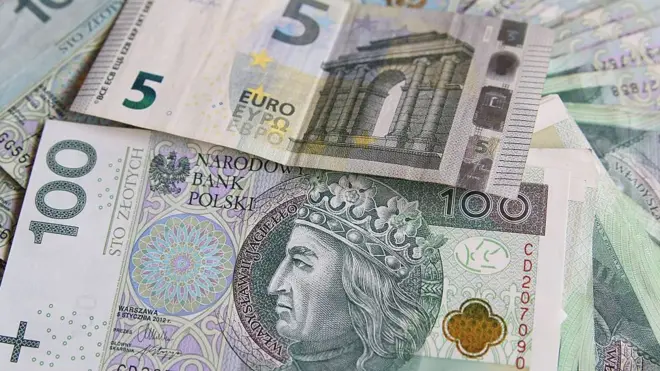 Tiền zloty của Ba Lan và euro - hình minh họa