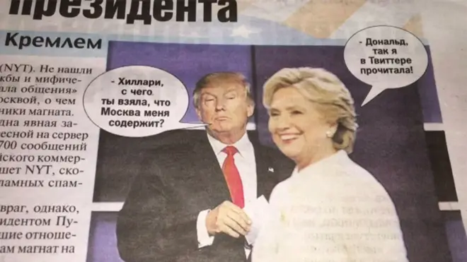 Jornais russos ridicularizam Hillary e exaltam Trump