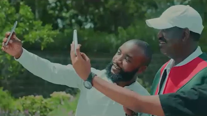 A screenshot from the video showing Mr Odinga.