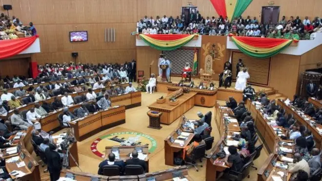 Vue d'ensemble de l'actuel parlement au Ghana