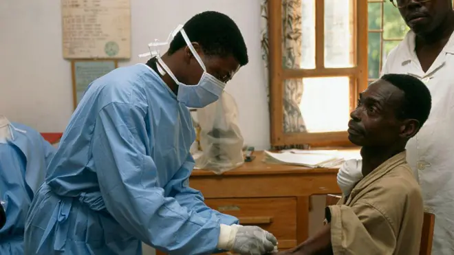 Physician blood test of Ebola virus victim for General Hospital.