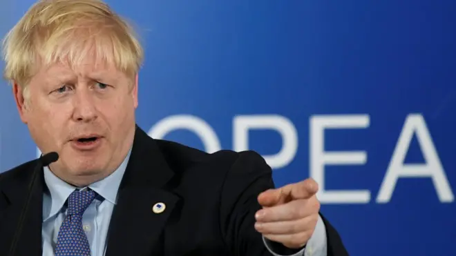 Britain"s Prime Minister Boris Johnson speaks during a news conference at the European Union leaders summit dominated by Brexit, in Brussels, Belgium October 17, 2019.