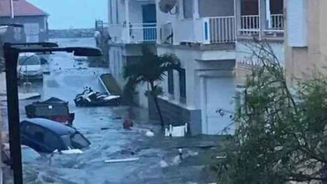 Street flooded on St Martin as a result of Hurricane Irma