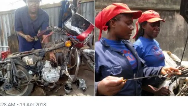 Young girls wey dey do mechanic work