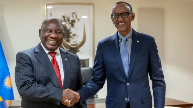 Ramaphosa yaganiriye na Kagame ubwo yari yagiye i Kigali mu muhango wo kwibuka