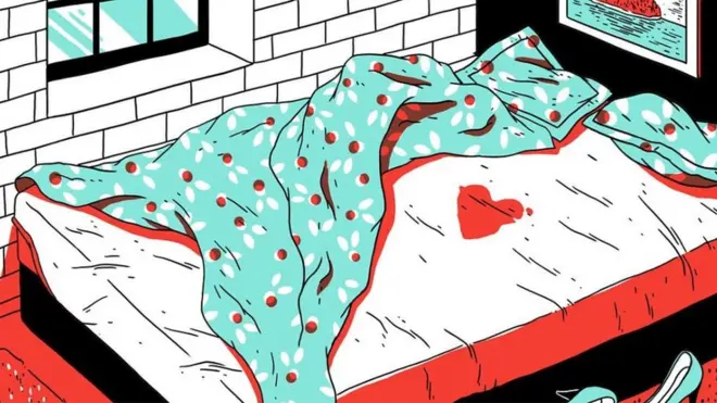 painting of bed wit blood stain