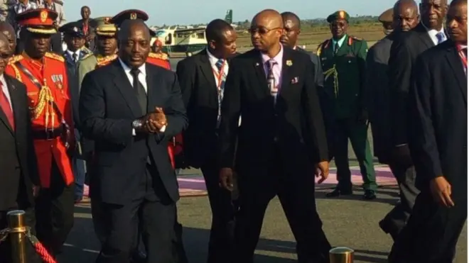 Rais Joseph Kabila wa Jamhuri ya Kidemokrasia ya Kongo akiwa Tanzania
