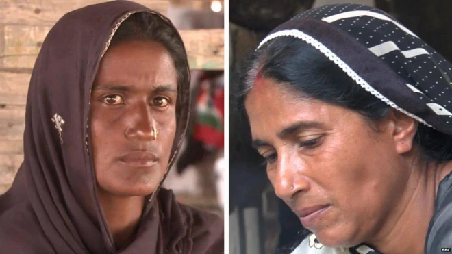 पतियों के न होने पर लैला (बाएं) और अमृत (दाएं) पर परिवार चलाने की जिम्मेदारी है