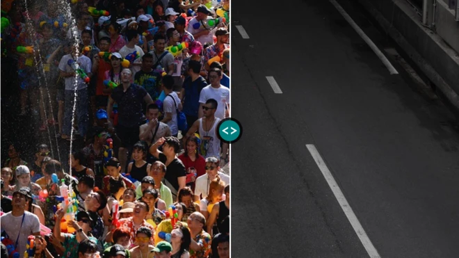 สงกรานต์ โควิด สีลม เปรียบเทียบ ความแตกต่าง