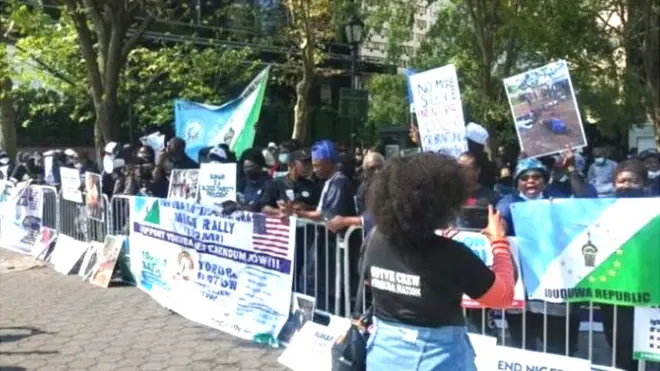 Awọn eeyan to gbe asia ẹgbẹ IPOB ati Yoruba Nation lọwọ to n se iwọde