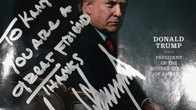 Jalada la jarida la Time ambalo Trump aliandika saini yake