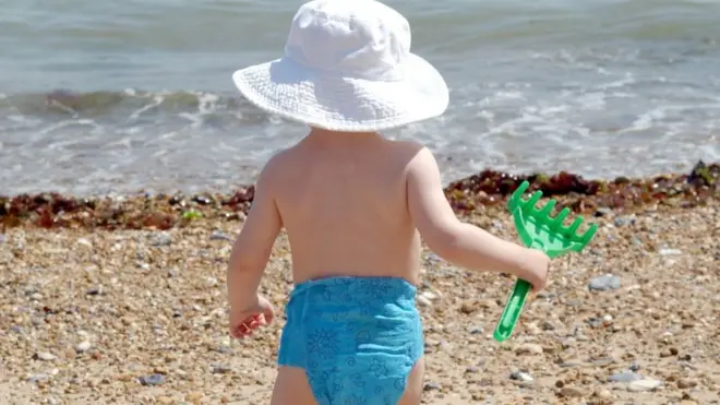 dete, plaža, sunčanje, bebe, beba