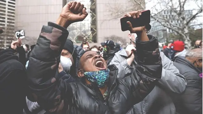 Reaction to di guilty verdict outside courthouse