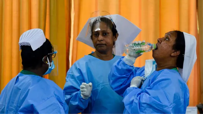 Health workers in Sri Lanka