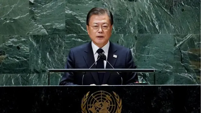 지난 9월 유엔총회에서 종전선언을 제안하는 문재인 대통령