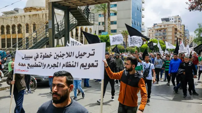 تظاهرة في شمال لبنان ضد ترحيل اللاجئين السوريين