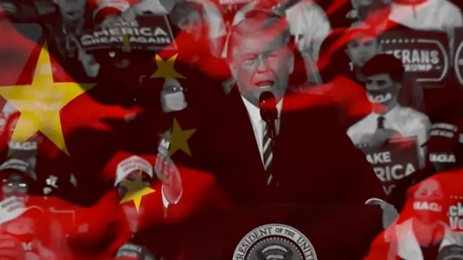 特朗普和中国国旗